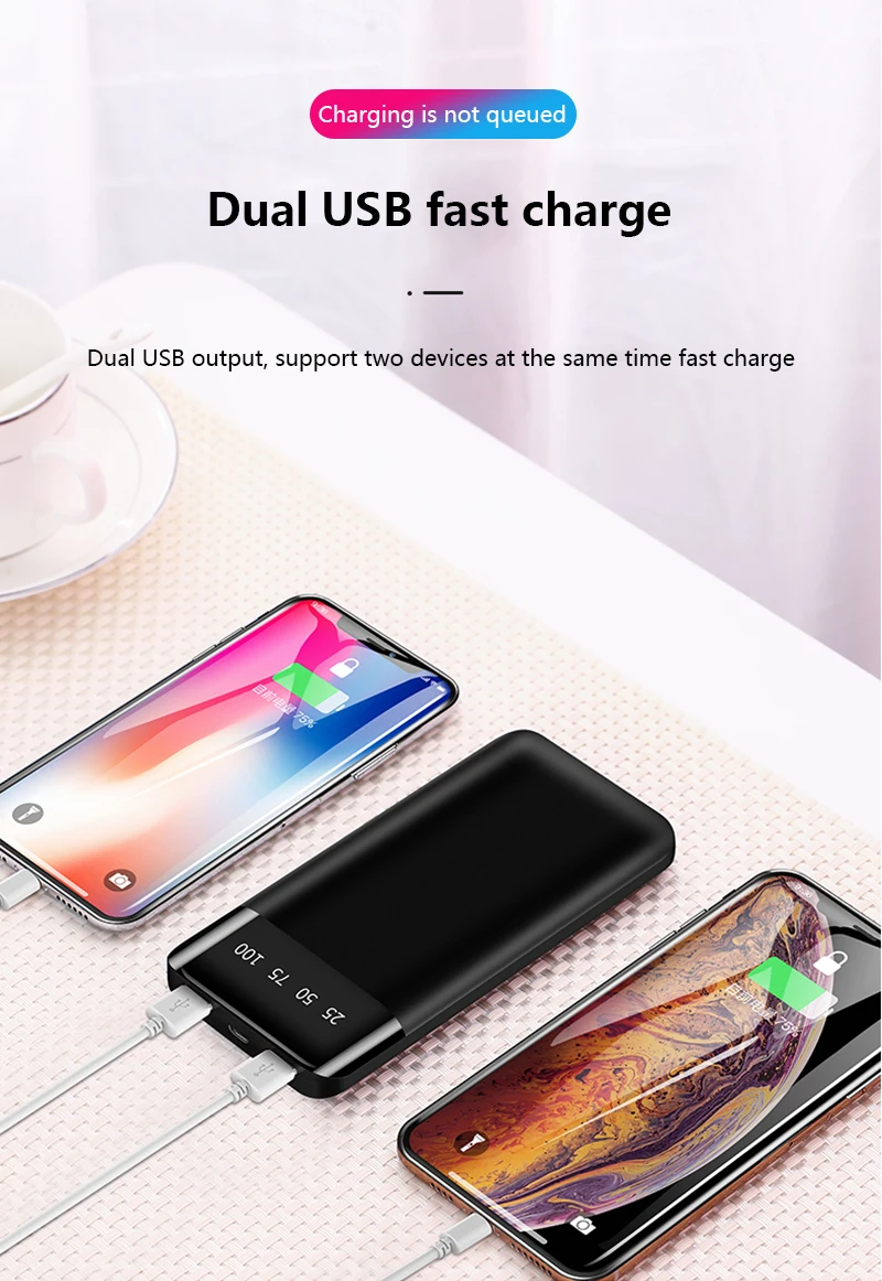 Внешний аккумулятор 10000 мАч для Xiaomi Mi 2 USB внешний аккумулятор портативное зарядное устройство Внешний аккумулятор повербанк для iPhone samsung huawei
