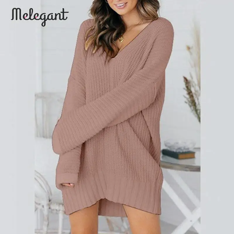 Mэлегантный вязаный негабаритный 2019 зимний женский свитер Длинные белые модные