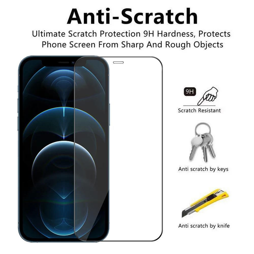 Full Cover Tempered Glass For iPhone 7 8 6 Plus XS Max XR X 11 12 14 Pro Max SE 2020 Screen Protector 10H Protective Glass Film