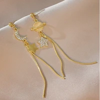 korean version of the long star and moon tassel earrings female opal individuality simple temperament design earrings ear jewelr