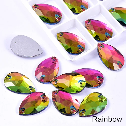 Rainbow Слеза много Цвета с украшением в виде кристаллов Стекло пришить стразы пришивные стразы прямая швейная стразы свадебное платье B3839 - Цвет: Rainbow