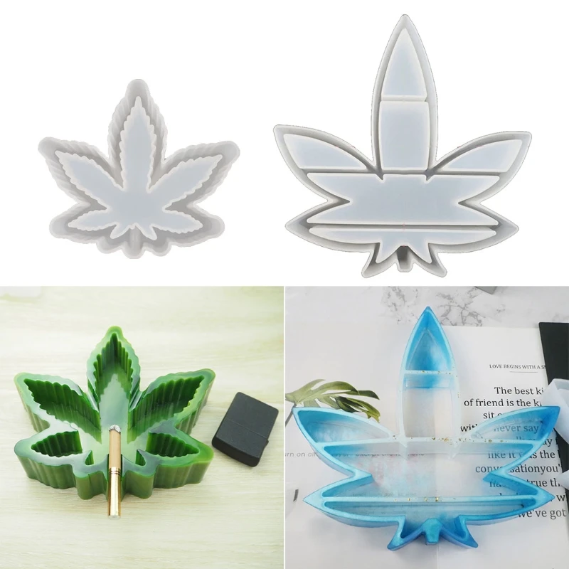 

2 Pcs Maple Leaf Ashtray Epoxy Resin Mold Jewelry Storage Box Tray Silicone Mould Handmade DIY Crafts Decorations Tool