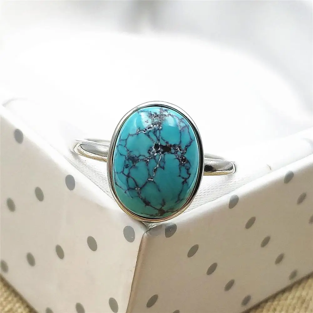 Женское регулируемое кольцо цвет естественный бирюзово-зеленый из серебра 925