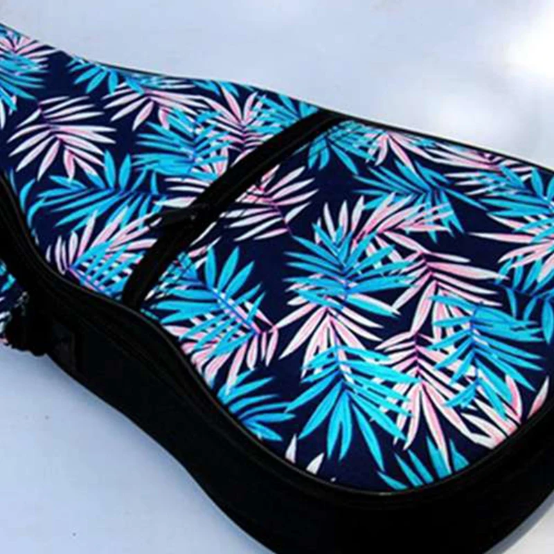 

26 Inch Soprano Concert Tenor Ukulele Soft Bag Blue Leaves Case Gig Padded Pattern Creative Gifts Kids Girl Boy