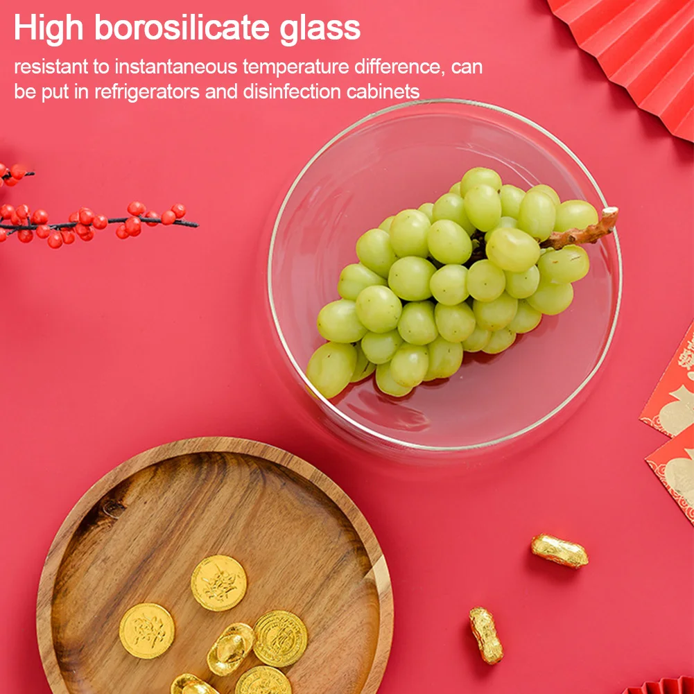 

European creative double-layer glass dried fruit and nut tray,fruit tray with lid,wooden candy storage box, kitchen accessories
