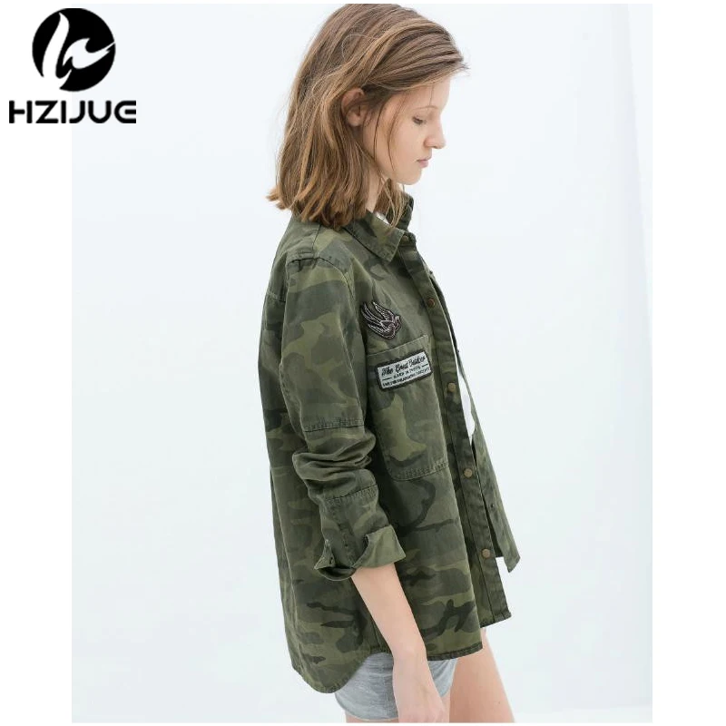 HZIJUE 2018 модная одежда с длинными рукавами chaqueta militar пальто Для женщин зеленые