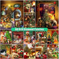 5d diy diamond painting ab drill christmas gift full squareround aniamls diamont embroidery cat dog mosaic cross stitch decor