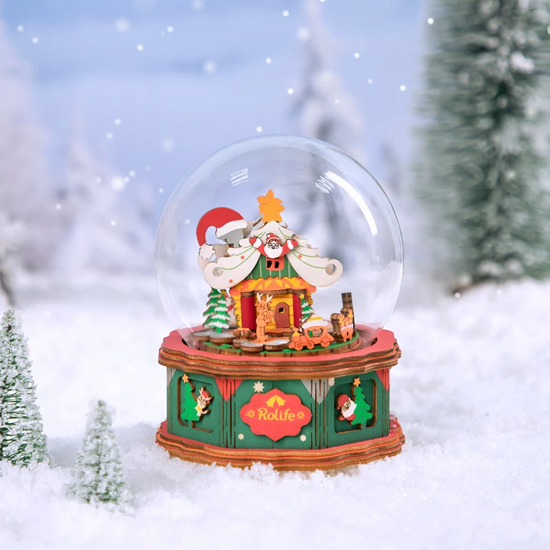 

Kids Educational Toys DIY Christmas Town 3D Puzzle Game Assembly Rotatable Music Box Toy Kids Birthday Gifts Lovers Presents