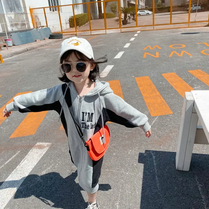 

Girls dress letter zipperdress blouse autumn new children's clothing girl long sleeve tops