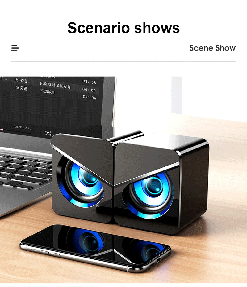 

Wired Computer Speakers Bass Stereo Subwoofer Speakers For PC Laptop Mobile Phone Colorful LED Light Laptop TV Loudspeaker