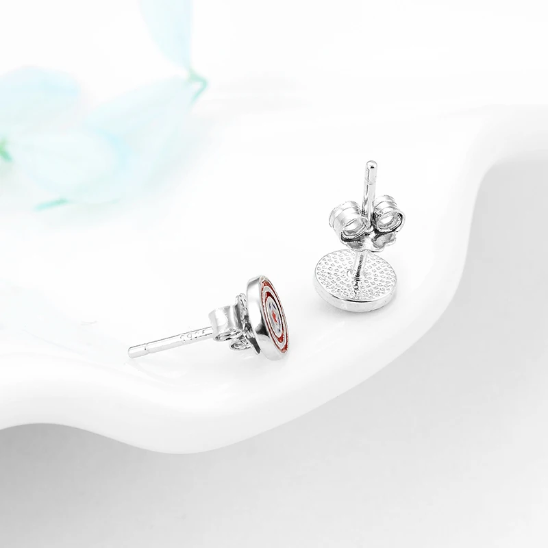 Round shape 925 Sterling Silver Star Enamel Earrings DIY Stud For Children Girl Fashion Handmade Jewelry Gift | Украшения и