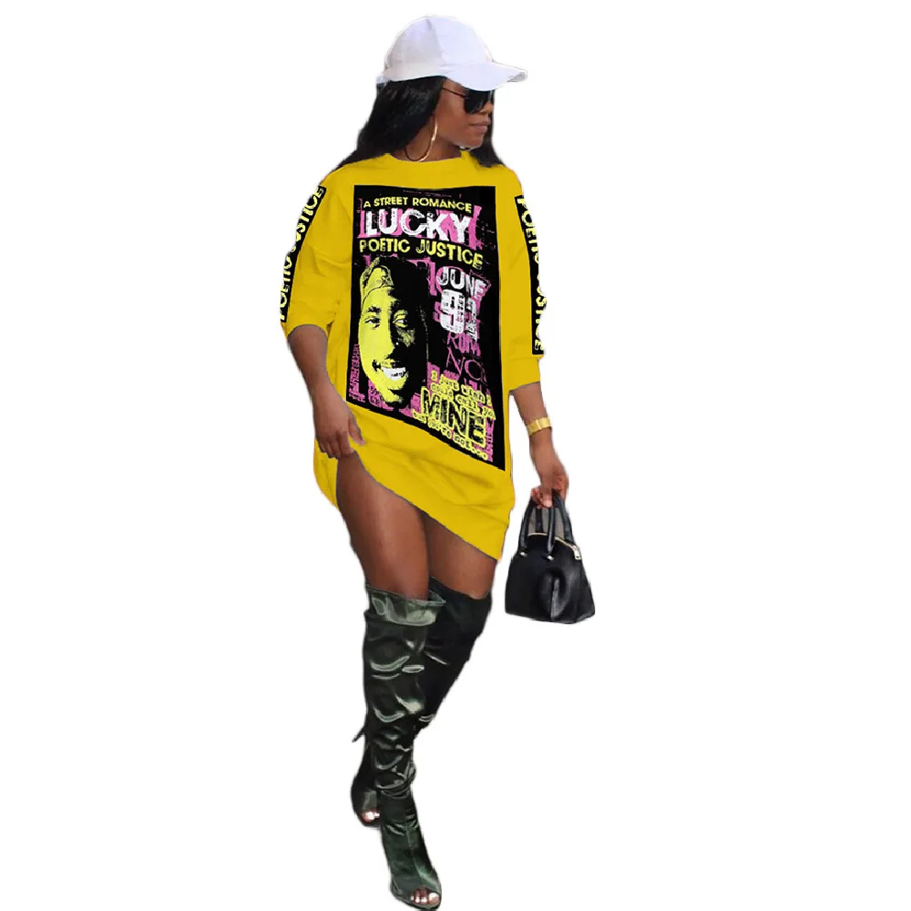 

Character Letter Print Harajuku Mini Dress Women Roung Neck Long Sleeve Sweatshirt Dress Casual Female Loose Plus Size Vestidos