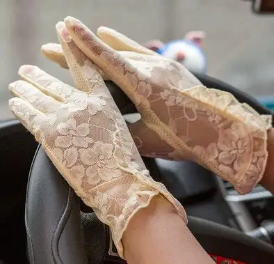 

Spring Summer Women's Lace Sunscreen Gloves Lady's Anti-uv Slip-resistant Driving Gloves Girls Sexy Lace Gloves R002