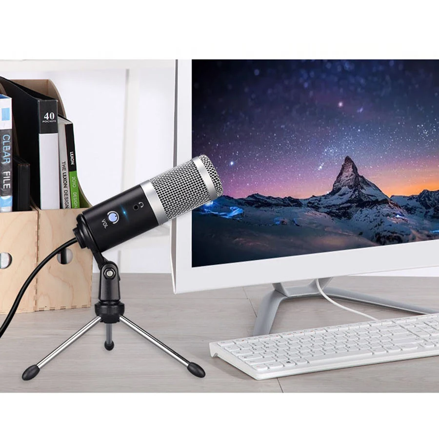 

USB Microphone Professional Computer Condenser Microphone For PC Live Mic Karaoke Studio Youtube With Microphone Stand Tripod
