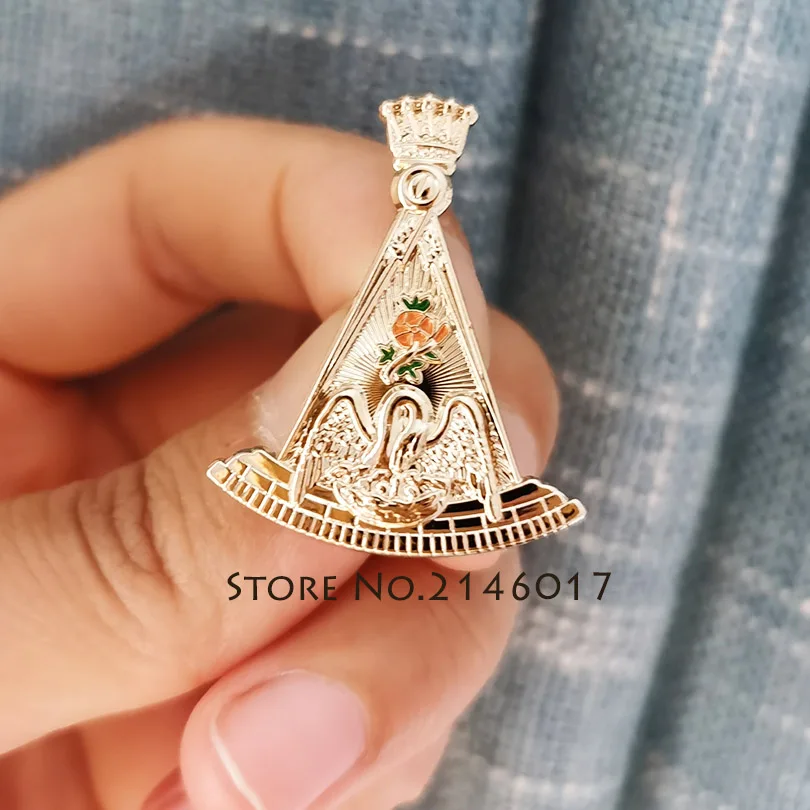 Значок-булавка масонского лепестка розы, квадрата и царской короны Общества Розенкрейцеров и Вольных Каменщиков: 10 штук, 18 степень, брошь-значок Социетас Розикруциана.