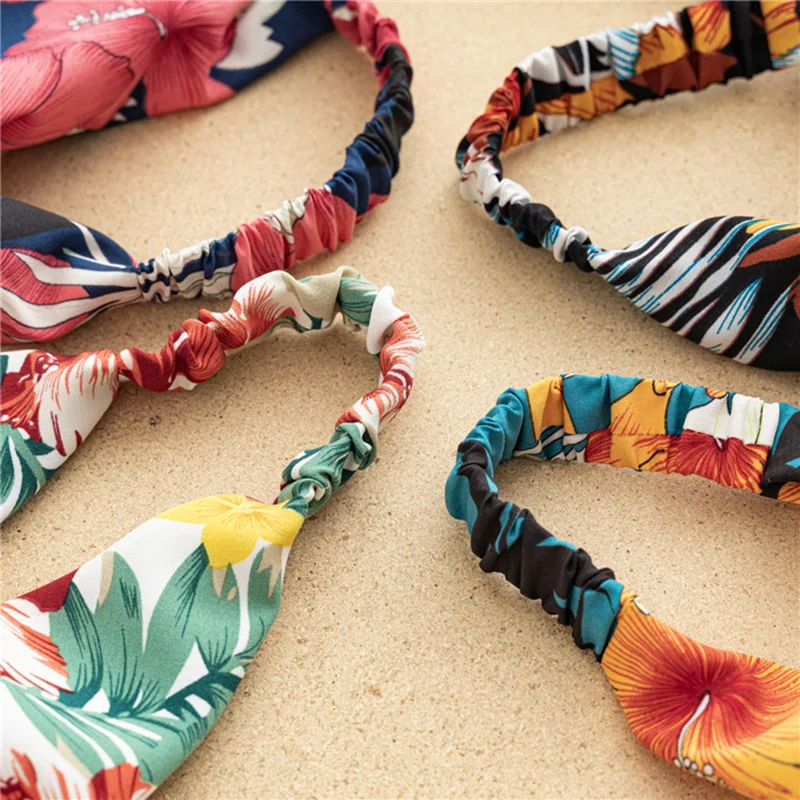

Bohemian Flroal Print Headband Hair Scarf triangle Elastic Hairbands Cute Turban Headwrap Headbands Women Hair Accessories