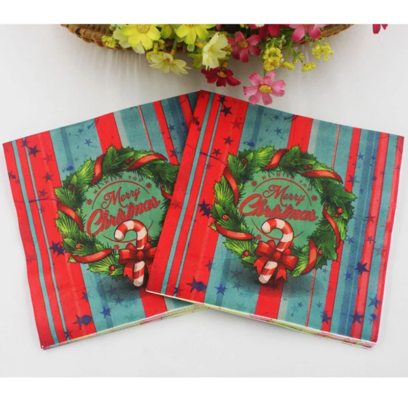 Рождественская салфетка одноразовое бумажное полотенце XMS 20 шт./компл. салфетки