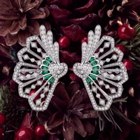 trendy luxury angel wing dangle earrings for women wedding cubic zirconia cz brazil bridal earring jewelry accessories 2021 new