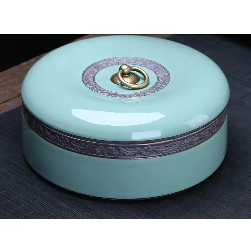 

Storage Bottles Jar Round Ceramics Tea Caddies Purple Sand Large Sealed Cans Tea Cans Tea Packaging Box Dried Fruit Storage Tank