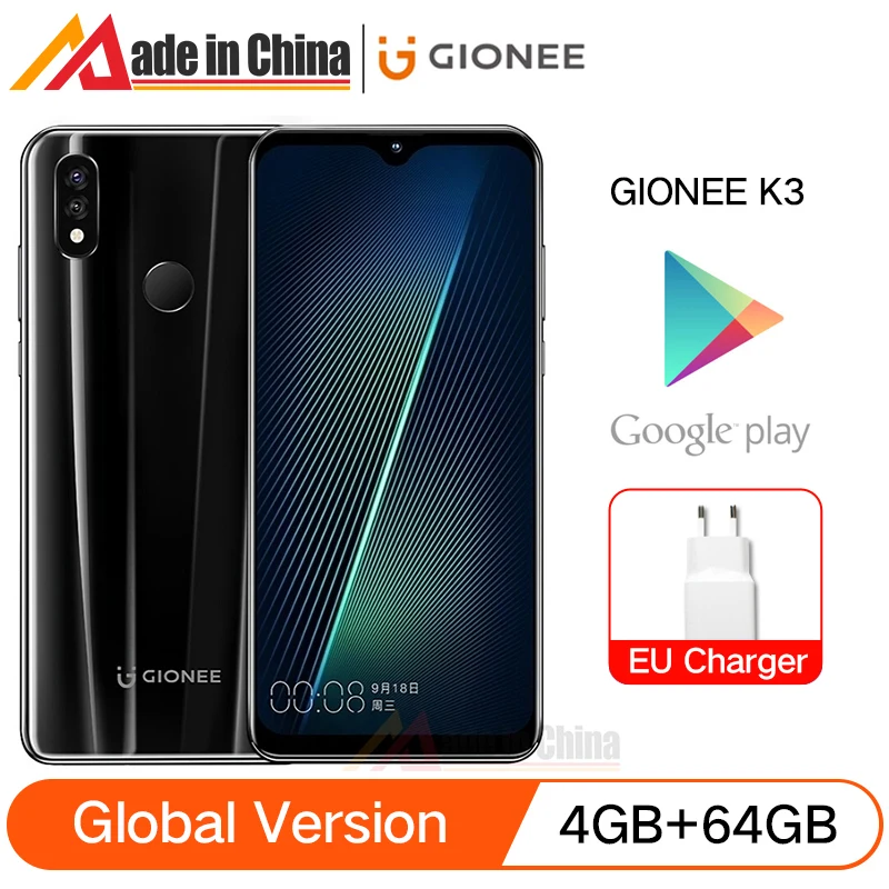 

Global Version GIONEE K3 4GB RAM + 64GB ROM 6.2inch 5000mAh Smartphone MTK6763 Octa Core 16.0 MP AI Dual camera mobile phone