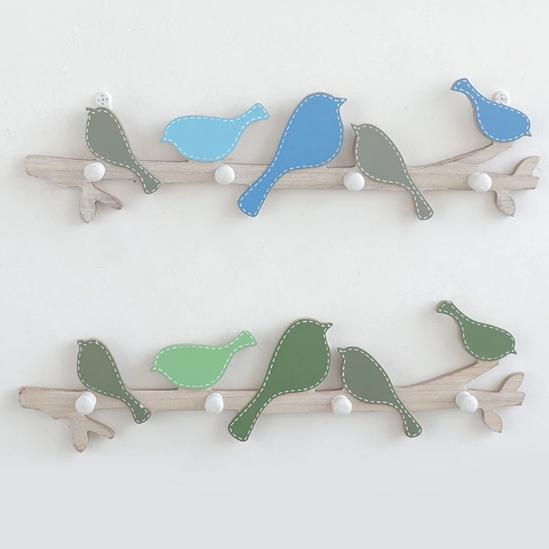 Деревянные птицы 4 крючка домашние декоративные крючки деревянный крючок для