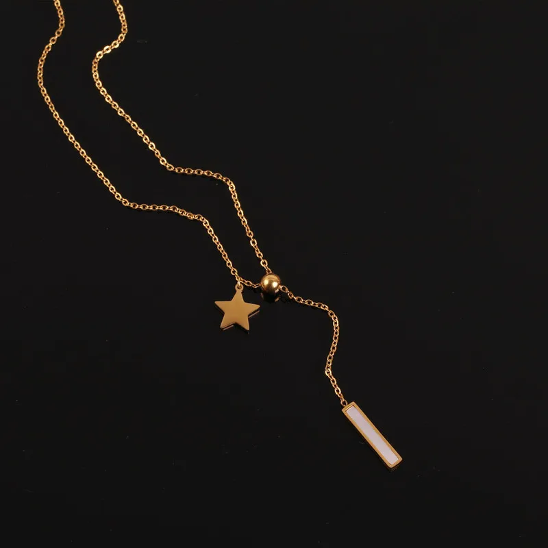 

TOSAKO Stainless Steel Pendant Sweater Chain Titanium Necklace Star Letter "I" 2021 Trend Jewelry