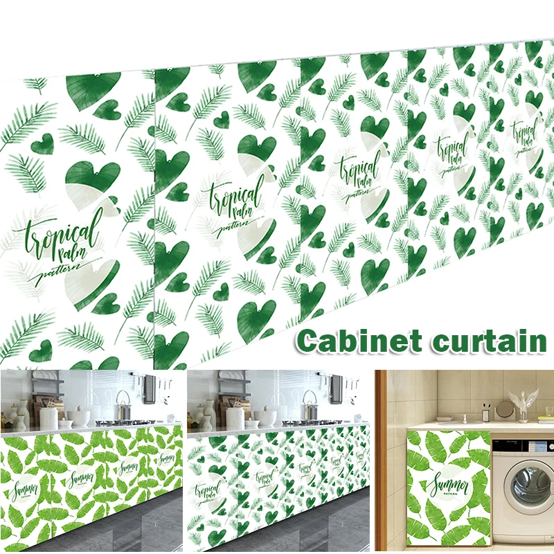 

Self-adhesive Cabinet Curtain with Fasten Tape Door Curtain Dustproof Waterproof and Oil-proof Washable 100/70*40*0.1CM Sticker