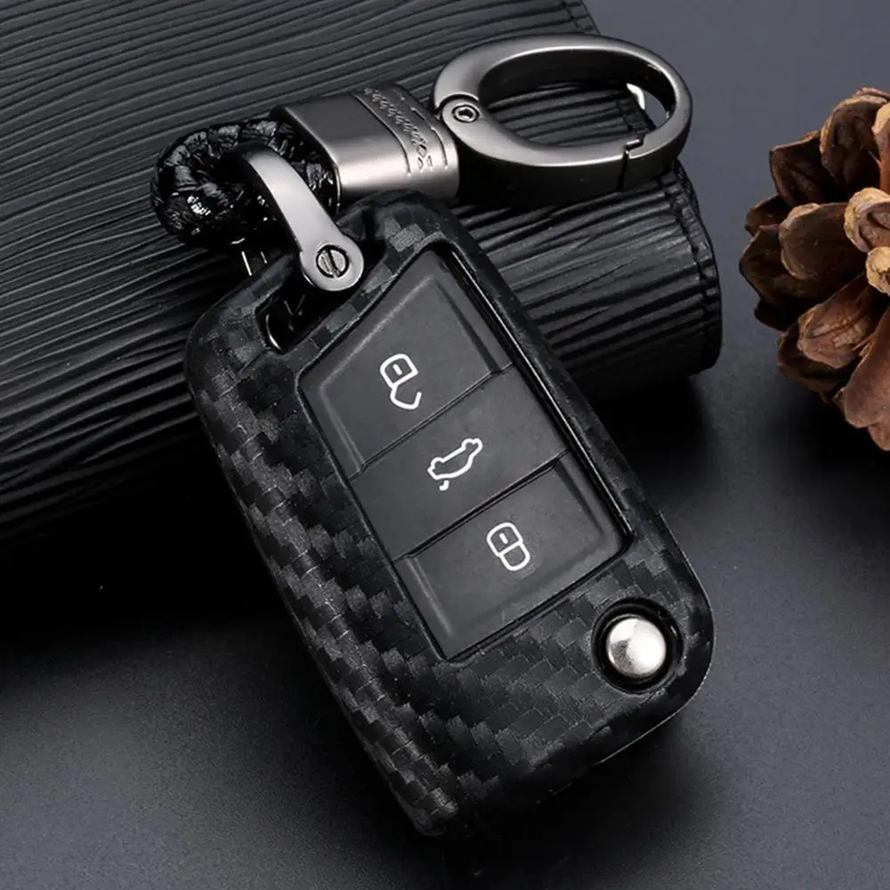 Прочный чехол для автомобильного ключа VW Golf 7 GTI R MK7 Tiguan из углеродного волокна
