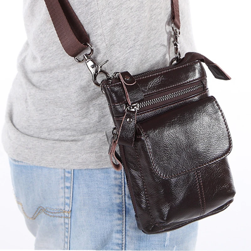 Мужская повседневная сумка кроссбади из коровьей кожи на молнии 2020 новая