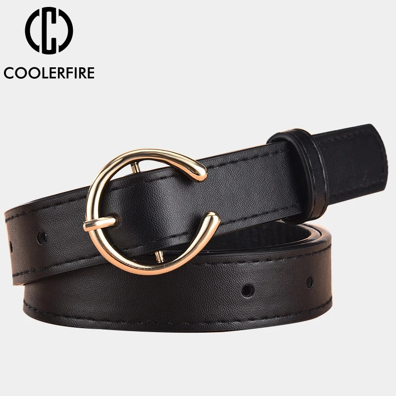 

Women Belts Round Gold Buckle Leather High Quality Belts for Lady Designer Fashion Brand Luxury Jeans Strap AL025