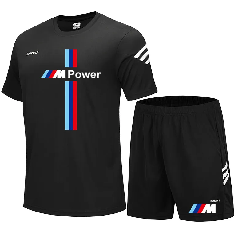 

2021 new BMW printed casual men's and women's outdoor sports suit running clothes cotton sweat-absorbent quick-drying suit