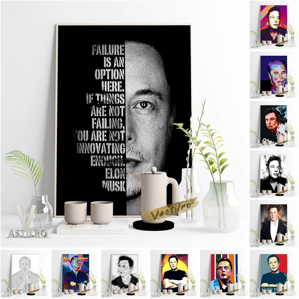 

Elon Musk Portrait Prints Poster America Celebrity Vintage Print Canvas Painting Modern Minimalism Fashion Wall Art Home Decor