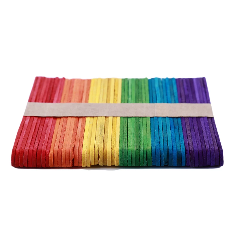 

50pcs/lot Wooden Popsicle Sticks Kids Hand Crafts Art Ice Cream Lolly Cake Sticks DIY Puzzle Making Funny Children Toy Gifts