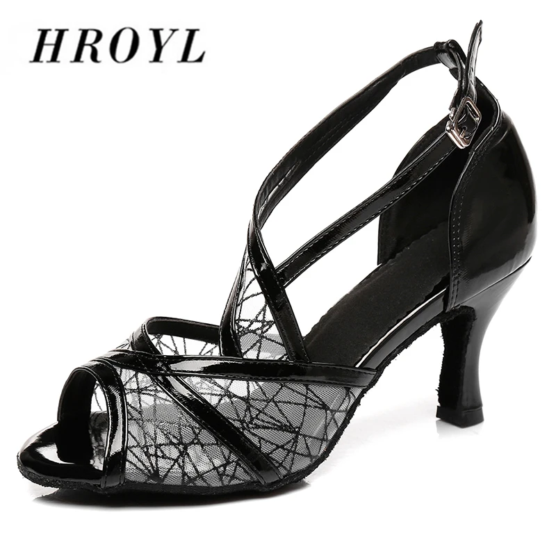 HROYL Латинская танцевальная обувь для домашние тапочки женщин и девушек с Стразы