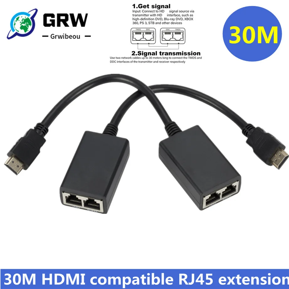 HDMI Over RJ45 CAT5e CAT6 UTP LAN Ethernet Extender Repeater Supports 1080p Resolution up to at least 100ft (30M) using cab | Электроника