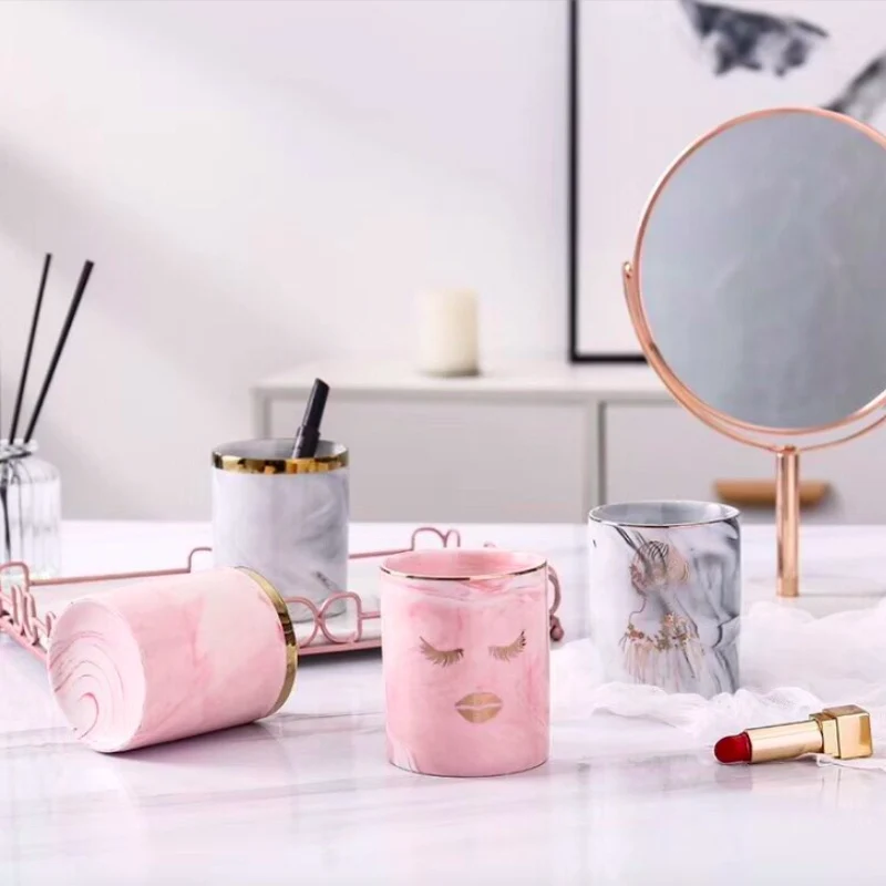 Прекрасный керамическая подставка для ручек Мрамор текстура карандаш чаш