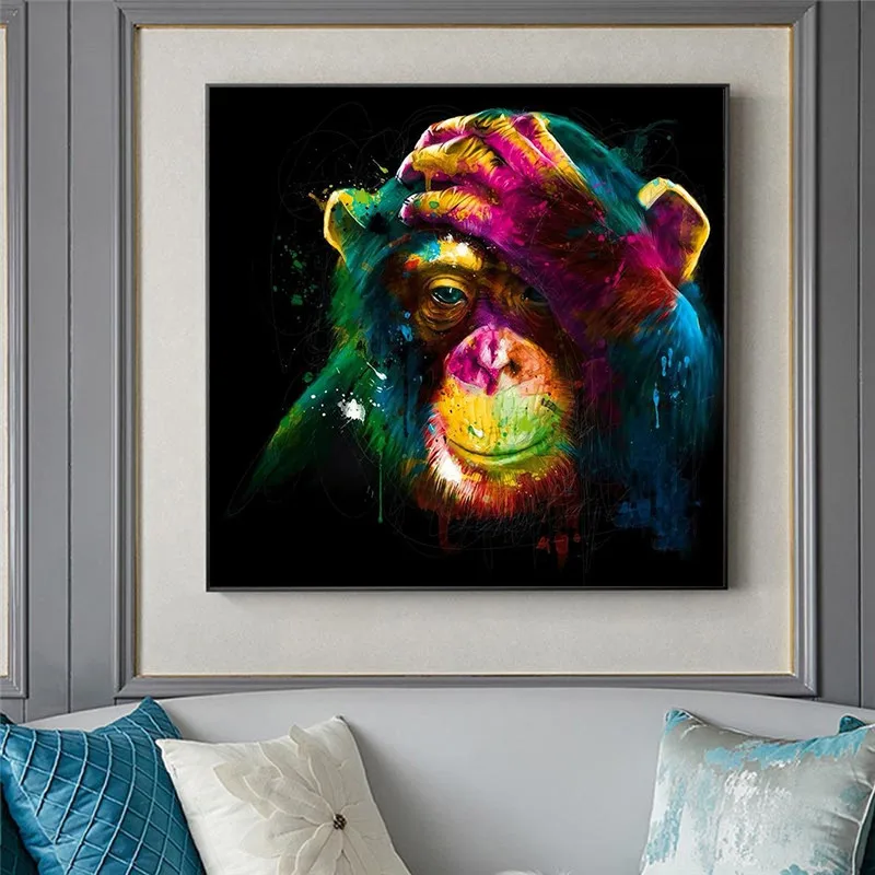 

Modern Monkey Griffiti Art Canvas Paintings On the Wall Art Posters And Prints Animals Street Art Pictures Home Wall Decoration