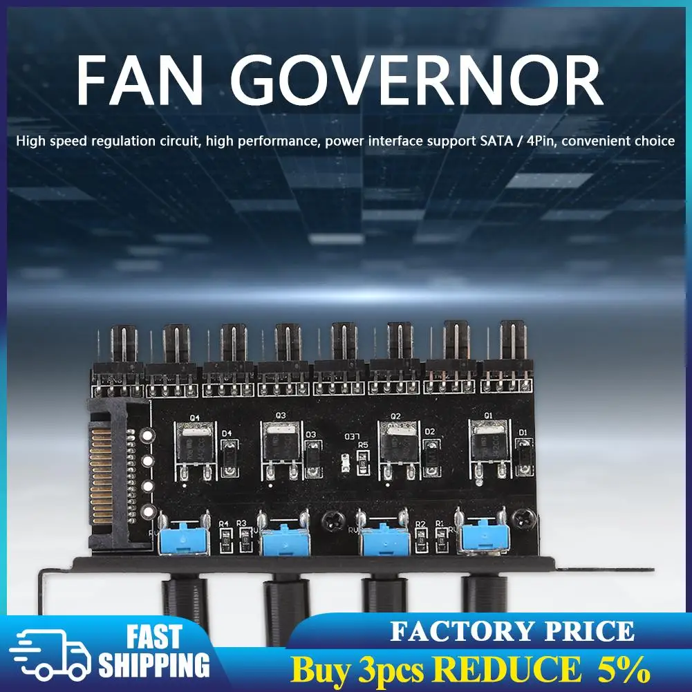

8 Channels Cooling Fan HUB 4Pin Power Supply 4 Knob Radiator Speed Controller for 3pin 4pin fan CPU PC Case Chassis