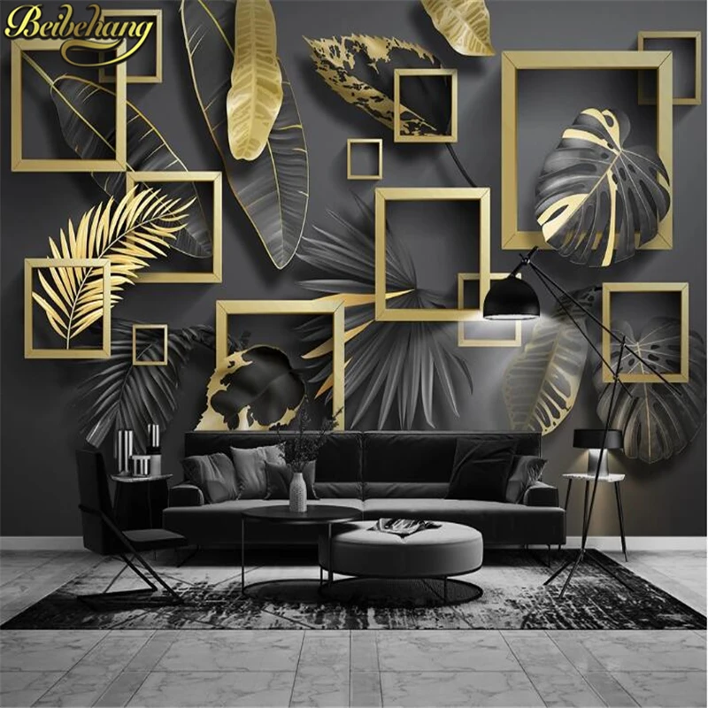 

beibehang papel de parede para 3D Medieval tropical plants custom photo wallpaper Black tv background wall papers home decor