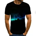 Футболка Мужскаяженская с круглым вырезом, модная Повседневная рубашка с 3D-принтом звездного неба, с короткими рукавами, с межзвездным небом, лето 2020