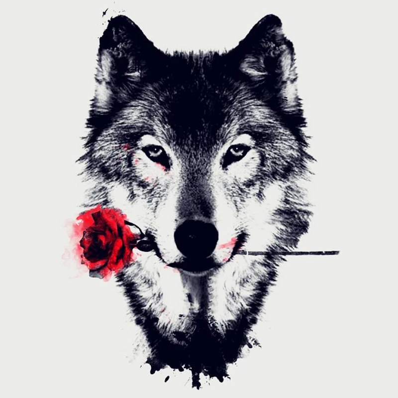 

Full Drill 5d Diy Diamond Painting Wolf Biting A Rose Diamond Embroidery Rhinestones Home Decor Mosaic Gift