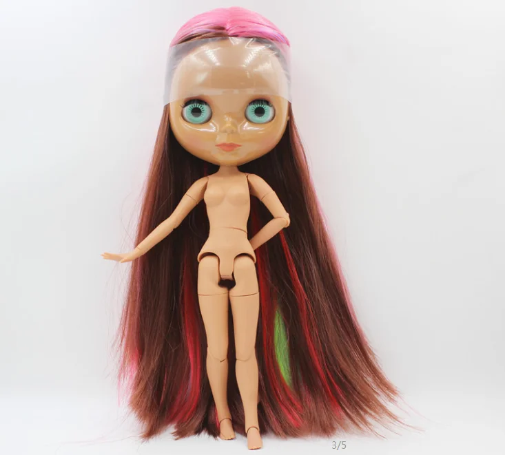 Кукла Blyth телесная кукла смешанные цвета длинные прямые волосы с темной кожей |