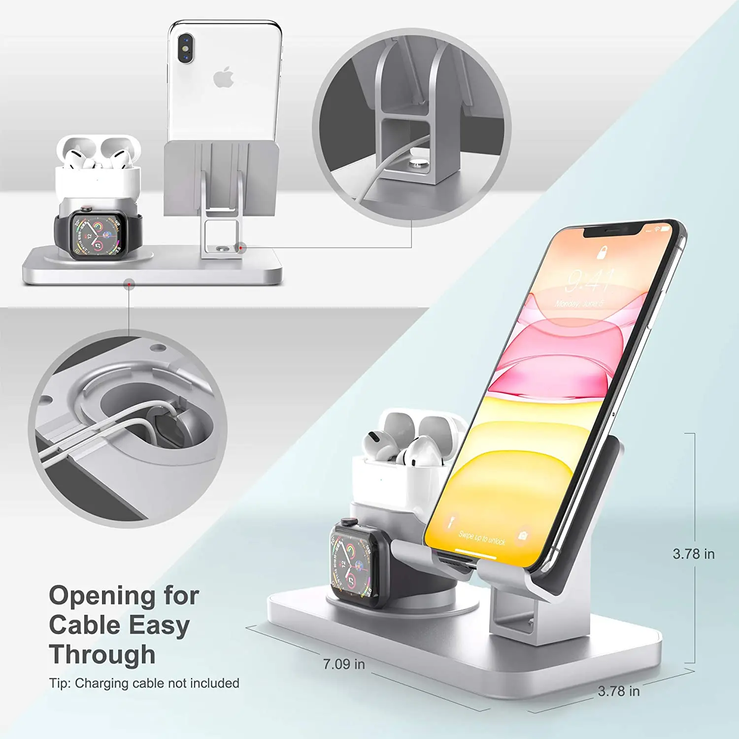 Зарядная док-станция 3 в 1 для iPhone 11 XR XS Max 8 7 Plus Apple Watch Airpods pro зарядное устройство с