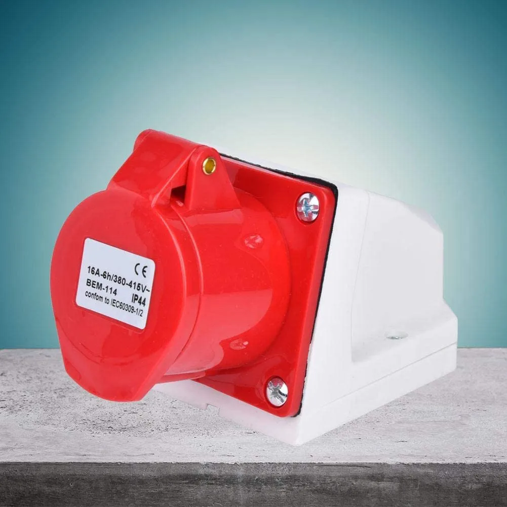 

16A Industrial 3 Phase Waterproof Socket 380-415V 4 Pin BEM-114 Connector