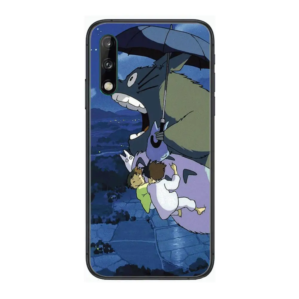 

Boutique Cute Totoro Clear Phone Case For Huawei Y 5 6 7 8 9 A P S Pro 2020 2019 Black Etui Coque Hoesjes Comic Fashion