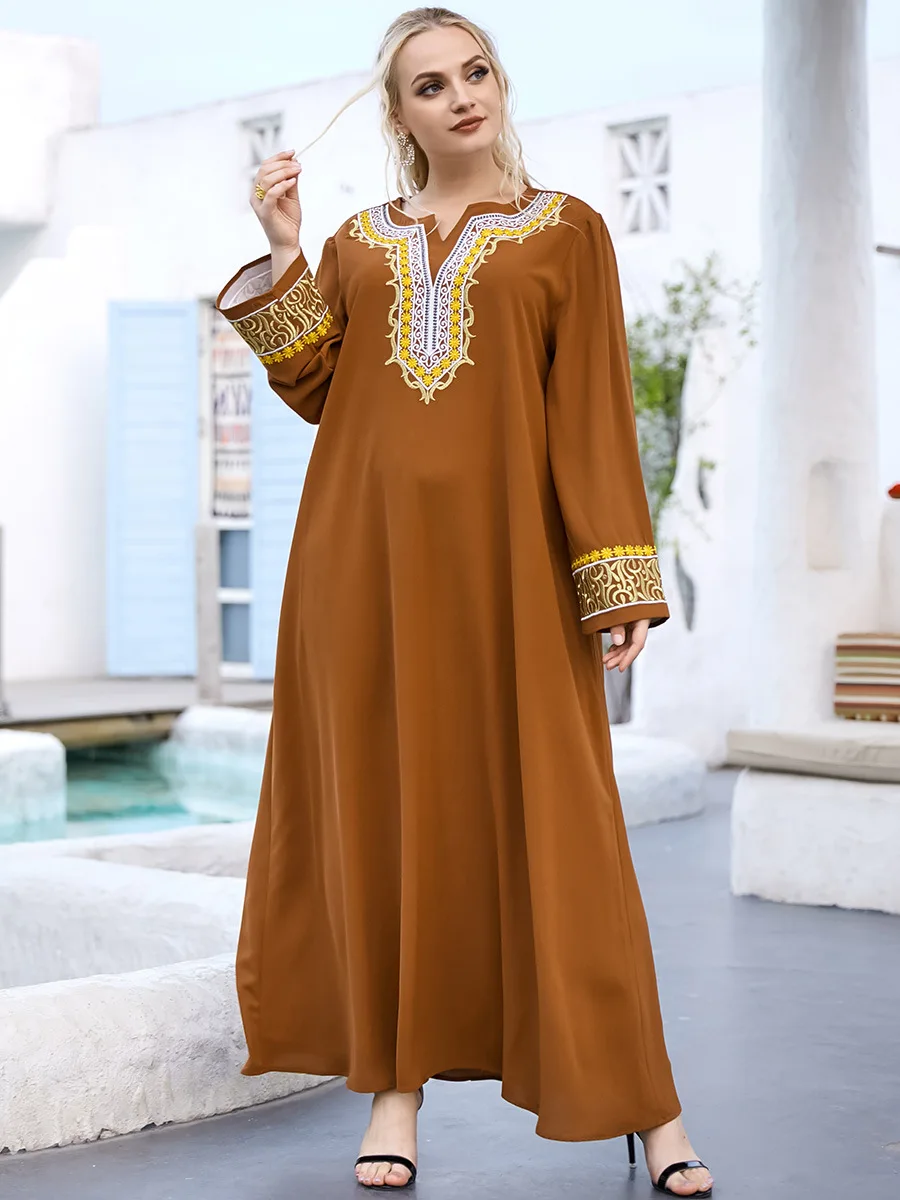 Платье для женщин, мусульманское, с вышивкой, в турецком стиле, платья Хиджаб