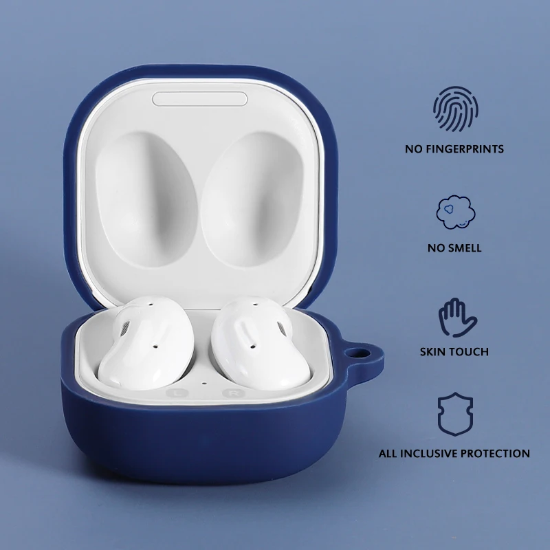 

Мягкий силиконовый чехол для Samsung Galaxy Buds Live, защитный однотонный чехол для наушников, аксессуары для гарнитуры с крючком