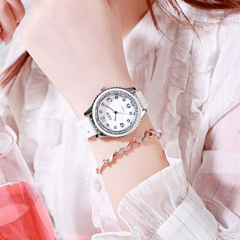 Hot Sale Women Ceramic Watches Luxury Lady Watch Woman Rhinestone Wristwatch.Fashion Crystal Fashion relogios | Наручные часы