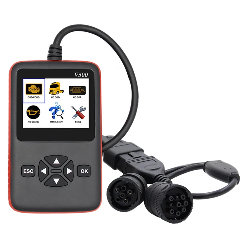 V500 диагностическое устройство для грузовиков и автомобилей 2 в 1 Obd Obd2 Cr Hd