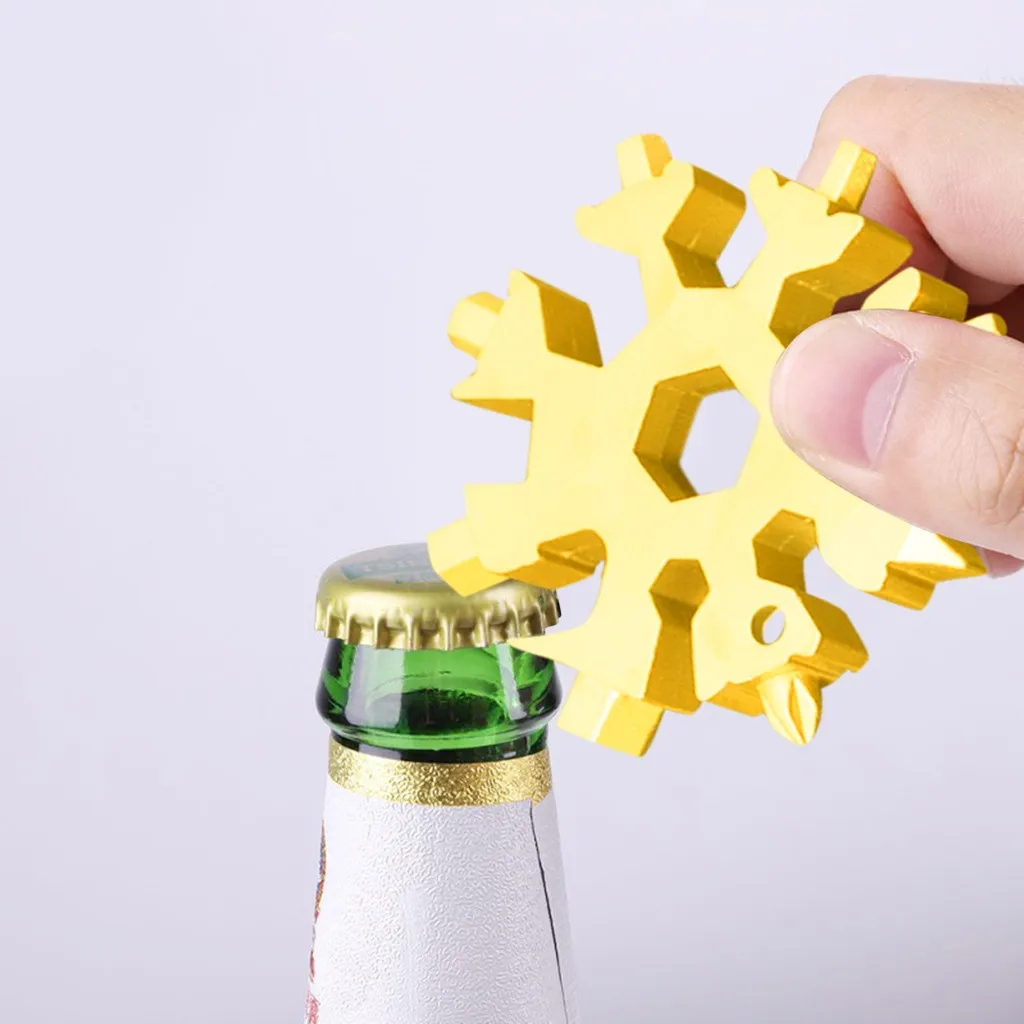 

18 In 1 Snowflake Snow Wrench Tool Spanner Hex Wrench Multifunction Camping Outdoor Survive Tools Bottle Opener Screwdriver